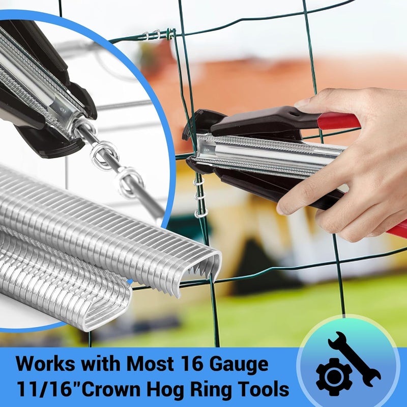 Meite Hog Rings, 16 Gauge 11/16" Crown P7 Galvanized Hog Ring Staples for Fabric, Fence/Case, Wreaths/Ornments, Bag Closing, Net Binding (2,500 Counts) - Image 5